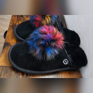 Bearpaw Alexia 2893W Slip-on Slipper Women's Size 8 M Black Suede Fa